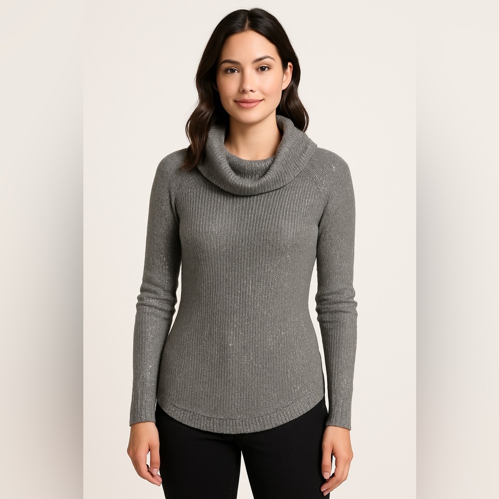 BCX Grey Shimmer Cowl Neck Sweater Women’s Size Small NWT